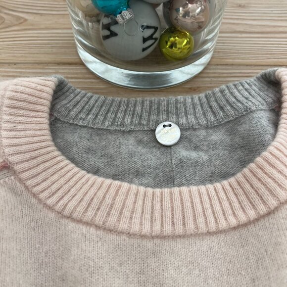 Margaret O’Leary 100% Cashmere Colorblock Sweater Gray & Pink | Size Large - Picture 8 of 8